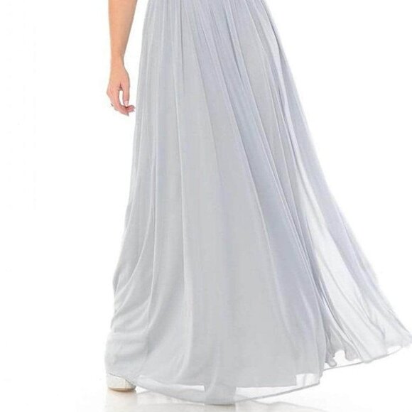 NWT Lenovia 5201 Bridesmaid Dress Chiffon Silver Size M - Picture 2 of 7